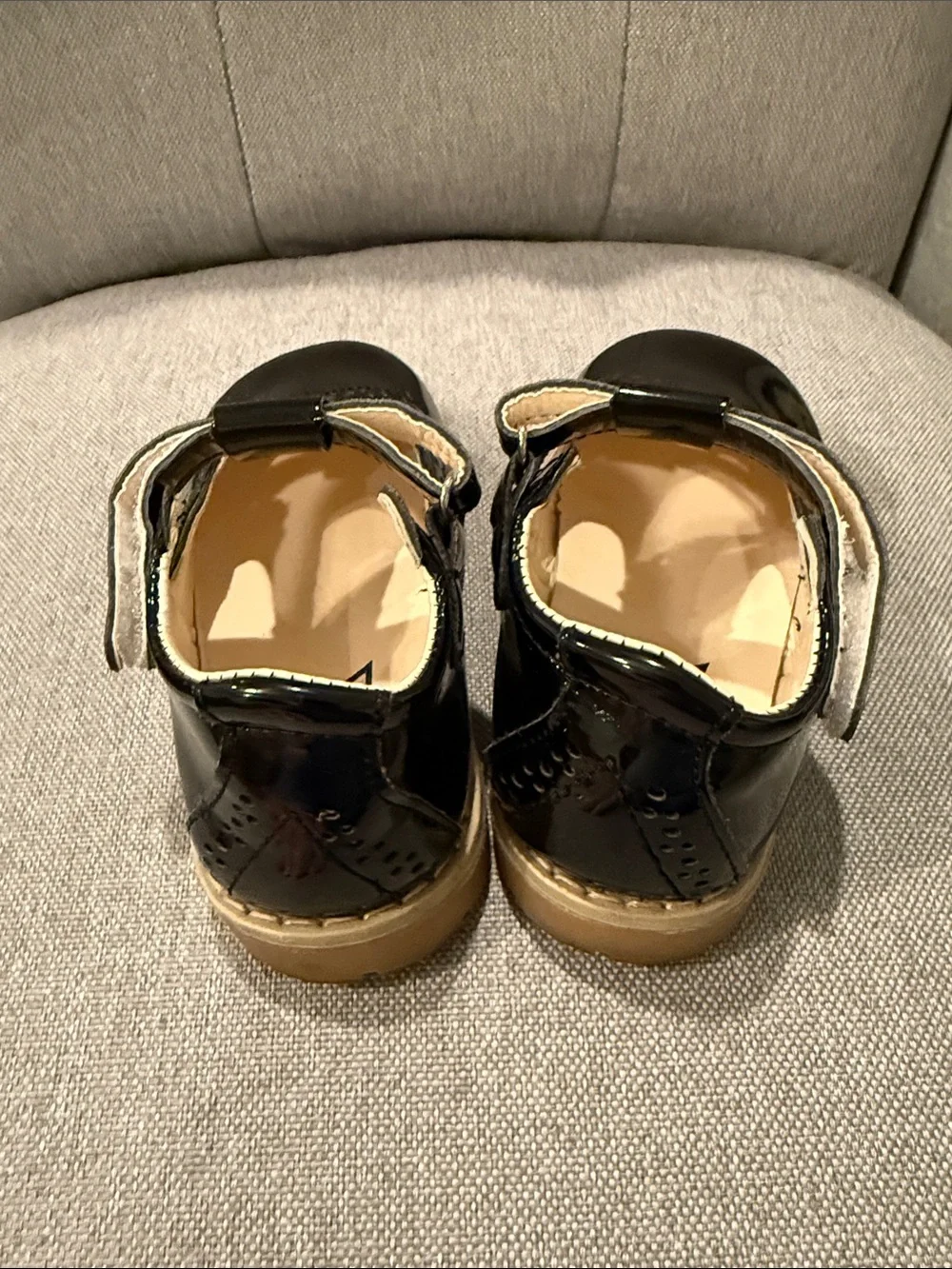 Girls Black Patent Mary Jane Dress Shoes with Hook-and-Loop Strap